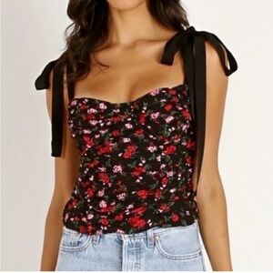 Floral Black and Red Women's bustier top